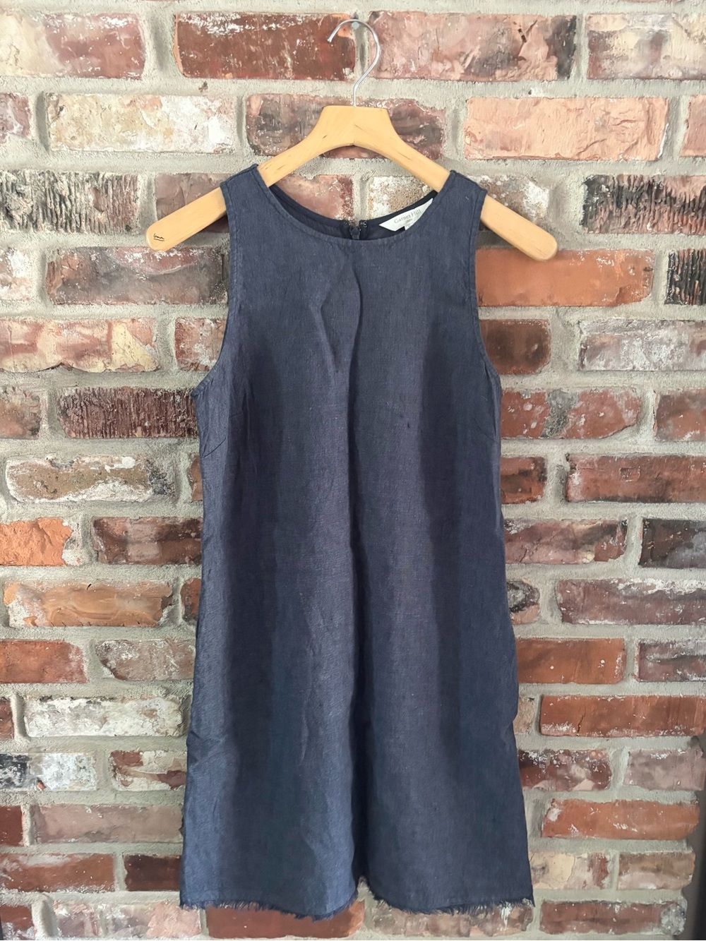 Garnet Hill 100% Linen Gray Blue Sleeveless Mini Dress, 6